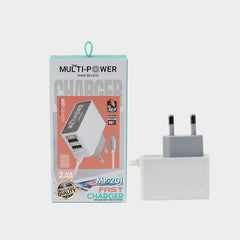 MP-201 - Dual-Port Wall Charger | 2.4A Fast Charging with LED Indicator
